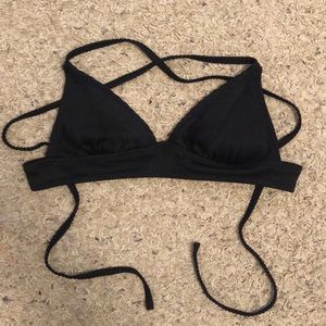 Adjustable Padded Ribbed Triangle Bathing Suit Top